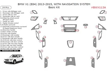 BMW X1 E84 2009-2015 NAVI 3D Decor de carlinga su interior del coche 24-Partes