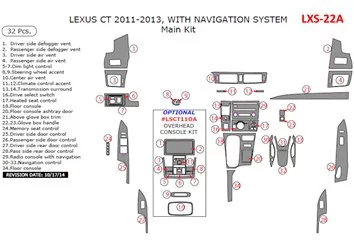 Lexus CT 2011-UP BD Décoration de tableau de bord