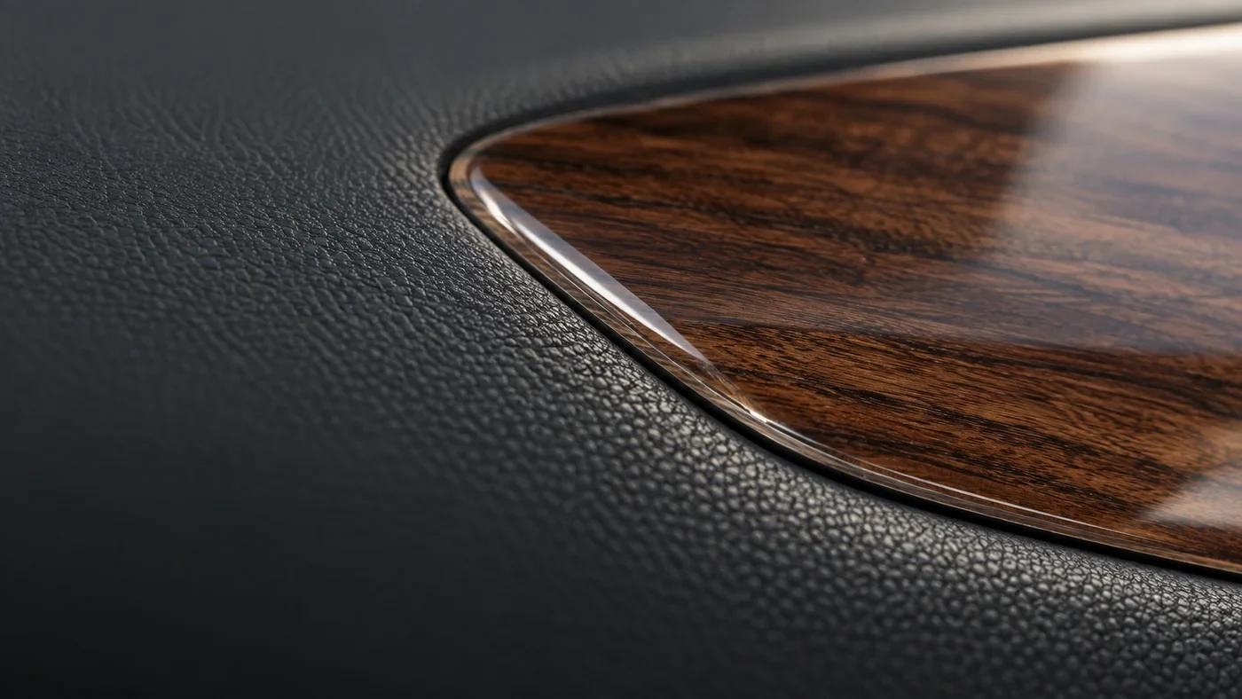 Rounded transparent doming edge against the original dashboard surface