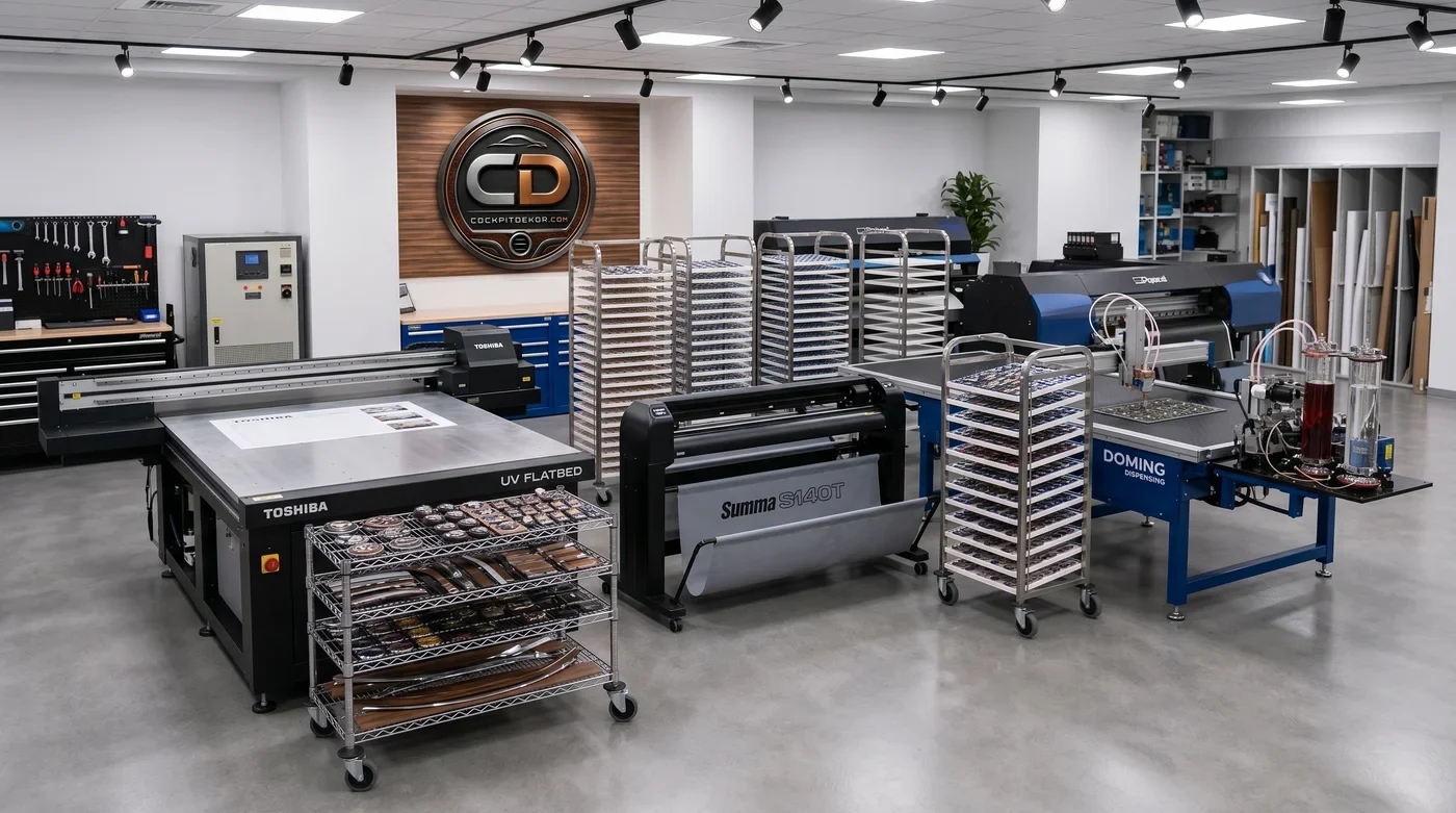 Photo composition: real production equipment from three separate rooms, presented together.
