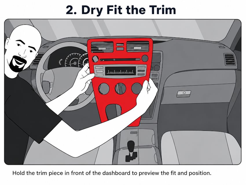 Checking dashboard trim alignment around vents and controls