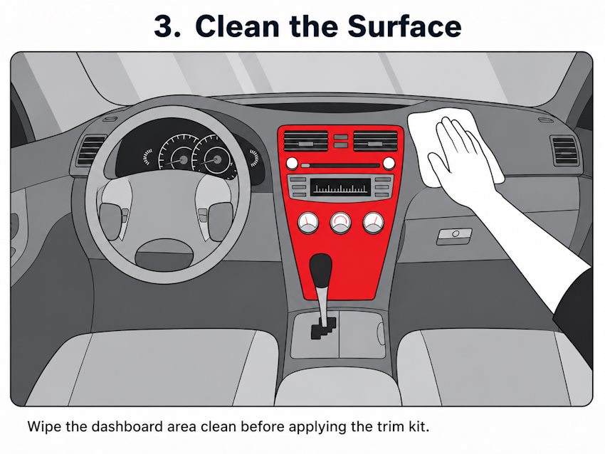 Applying adhesive promoter to dashboard areas before trim installation