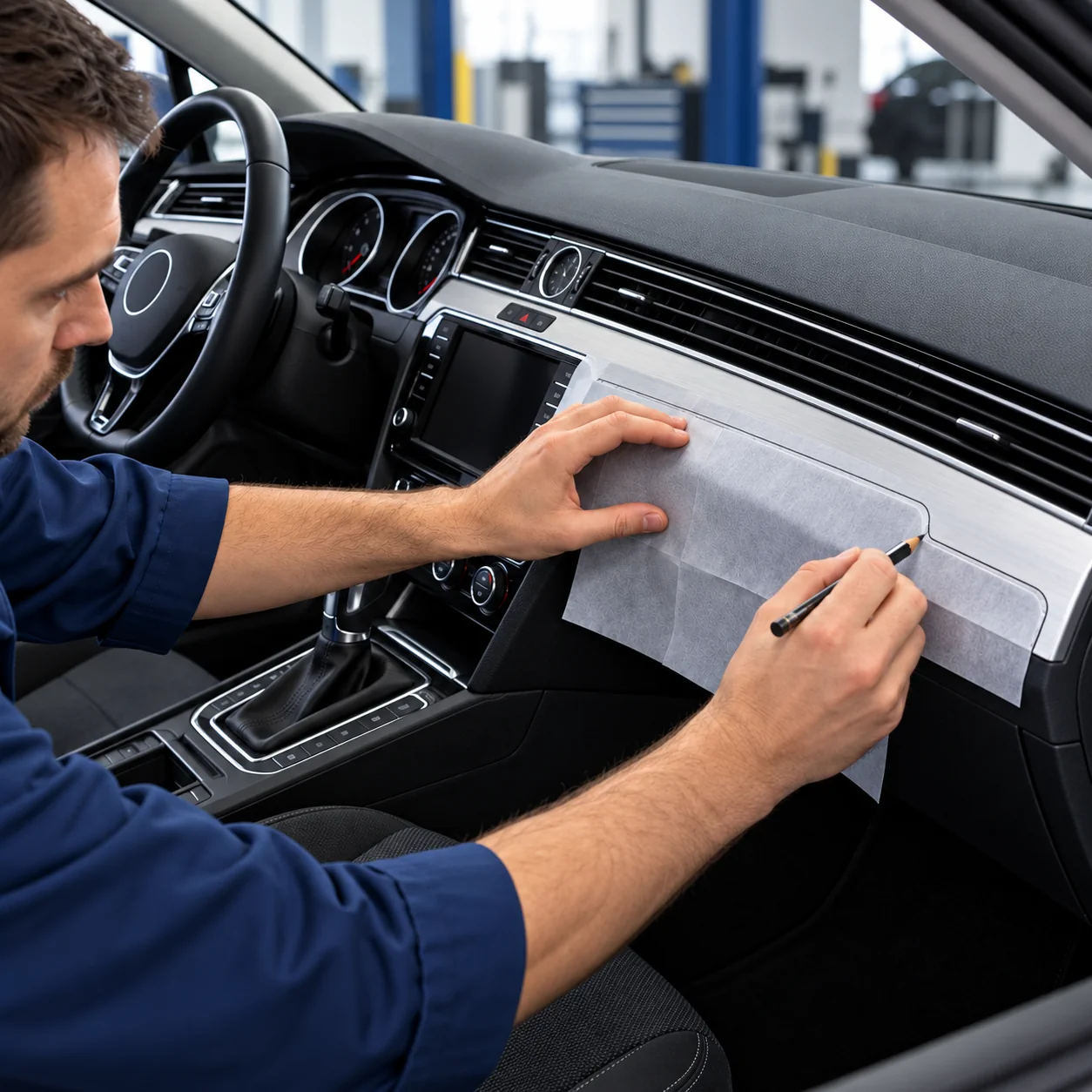 Tracing the dashboard trim strip on the real car
