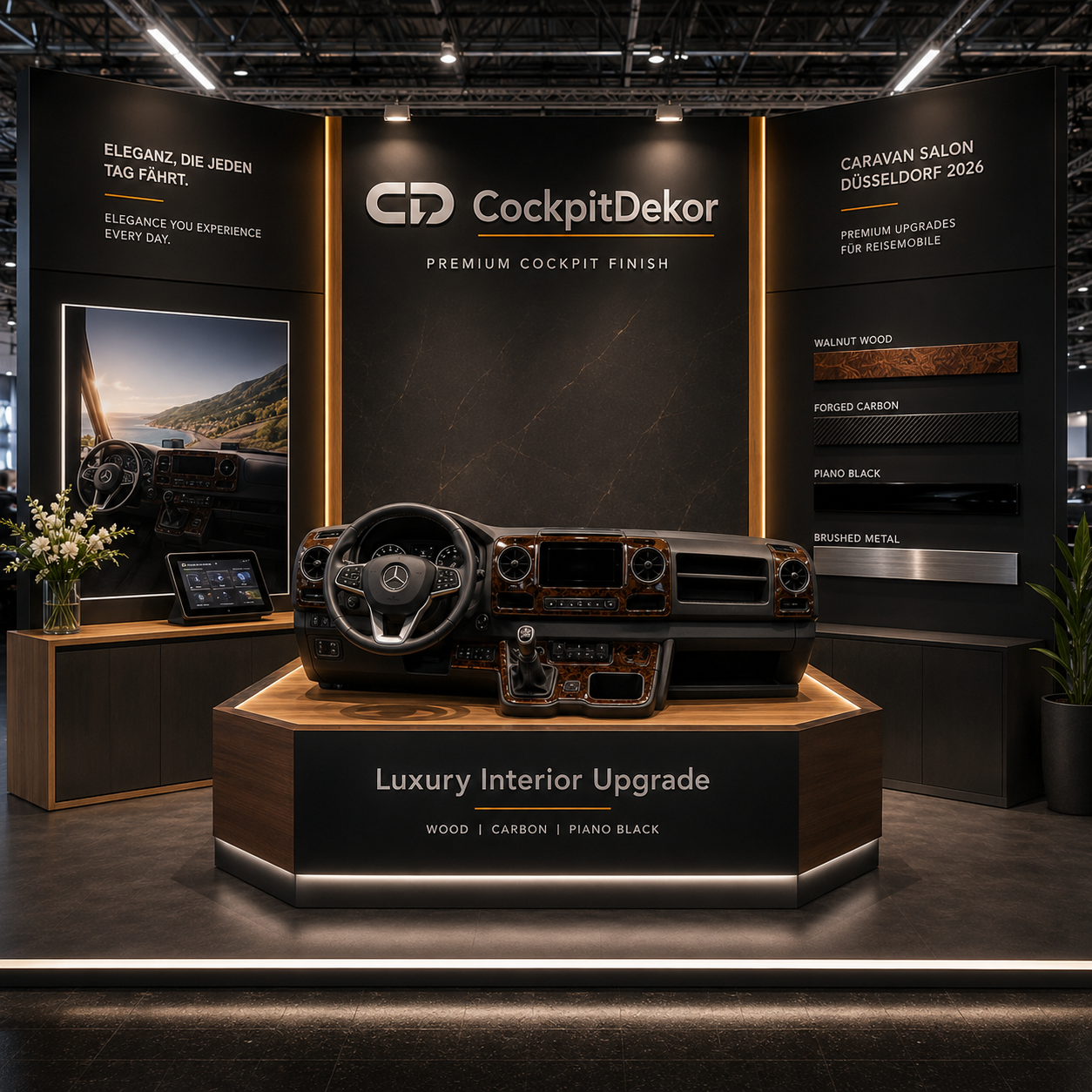 Qual è la finitura migliore per il cruscotto camper? Legno, carbonio o Piano Black